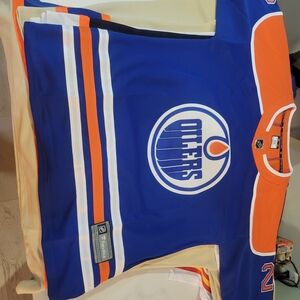 Blue and Orange Oilers Jersey Savoie